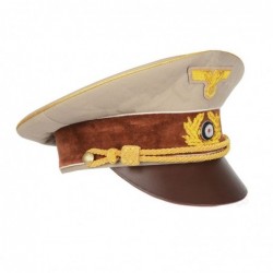 Cappello di Adolf Hitler usato fino al 1939 realizzato a mano da sarti italiani con fregi ricamati amno in filo di canottiglia