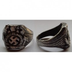 WWII GERMAN HITLER JUGEND SWASTIKA NAZI RING made in silvered alloy