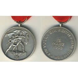 Silbern Erinnerungs Medaille Ein Volk ein Reich ein Führer 1938