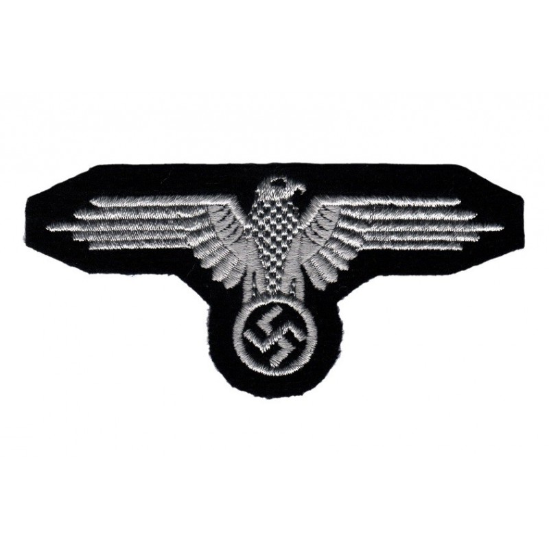 Armoured WaffenSS sleeve eagle. Embroidered on black wool.