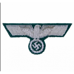 Officer Heer visor cap insignia. Metal thread embroidery.