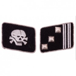 SS Totenkopf collar tabs  Hauptsturmfhrer WaffenSS collar tabs for Hauptsturmfhrer from 3rd Armored Division Totenkopf.