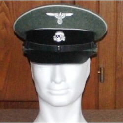 Waffen SS Enlisted ManNCOs Schirmmutzen Visor Cap in field grey wool with white piping