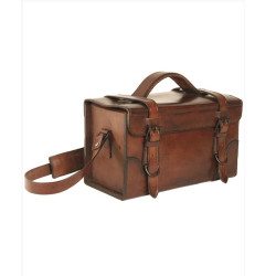 Bolso de piel marrón con...